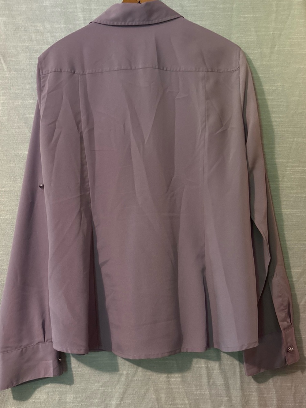 Michael Kors Blouse Zip Up Long Tab Sleeves Lavender Women’s Sz 12 - Picture 2 of 7